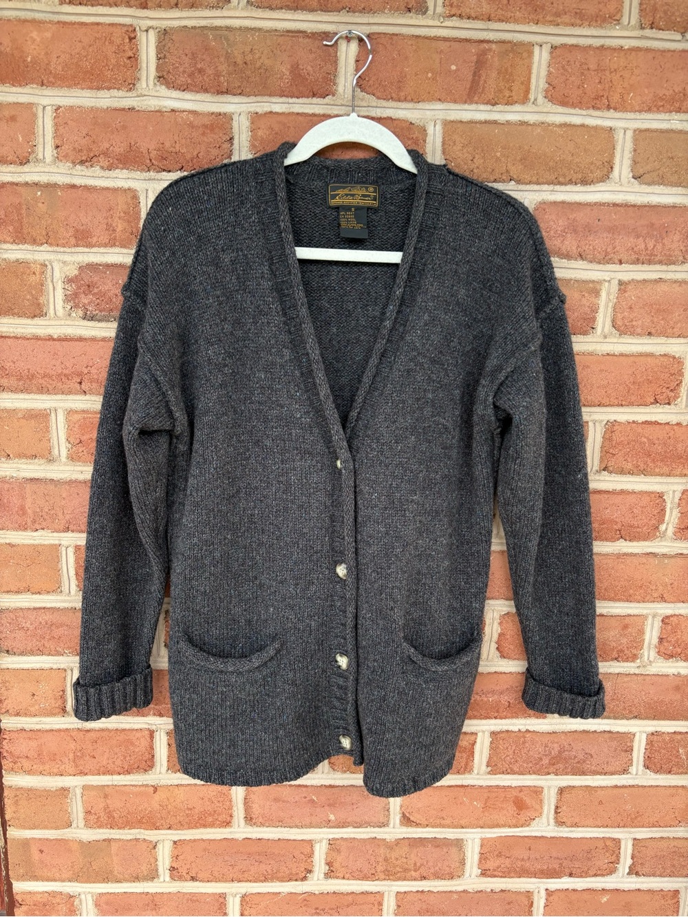 Mens Charcoal Gray Button-Front Knit Cardigan Sweater. Small. Unisex